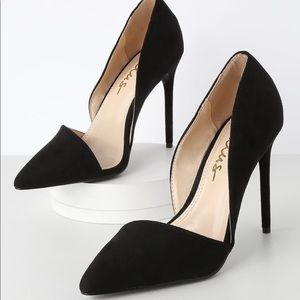 Lulu’s STORMI BLACK SUEDE D'ORSAY PUMPS